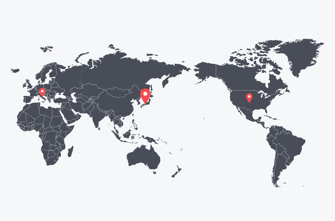 Three Japanese and two overseas manufacturing sites